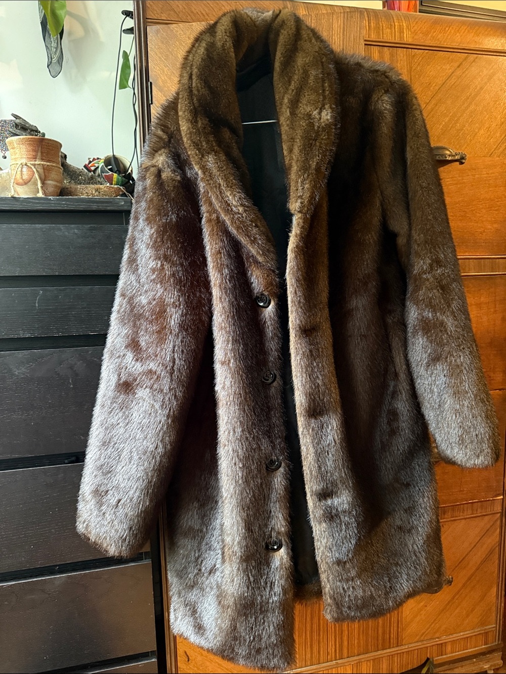 Classic Women's Brown Faux Fur Coat - Elegant Winter Jacket
